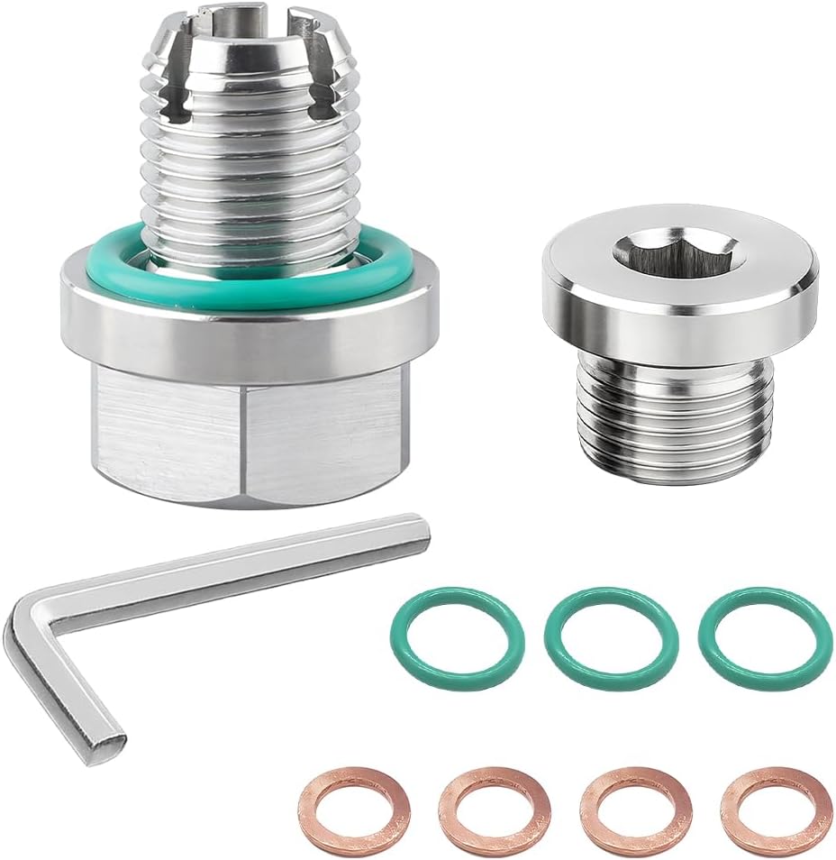 M12 X 1.5 Car Oversize Piggyback Oil Drain Plug, Stainless Steel Vehicle Self Tapping Oil Pan Thread Kit with O-Ring, Automotive Repair Accessories, Universal for SUV RV Truck