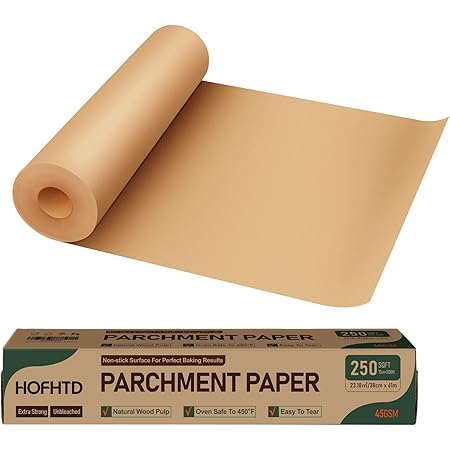 Parchment Paper for Baking, 15 in x 200 ft Air Fryer Disposable Paper Liner, Non-Stick Unbleached Parchment Paper Roll, HOFHTD Baking Paper Roll for Grilling, Steaming, Pans, Oven