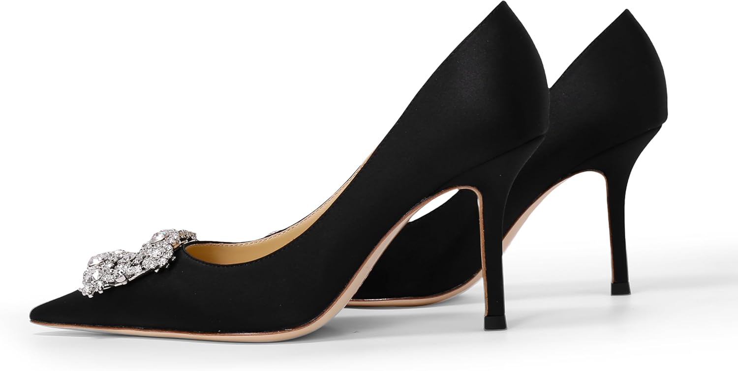 Women's Pumps Wedding Heels for Bride Stiletto Rhinestone Genuine Leather Wedding Shoes for Women - Image 4