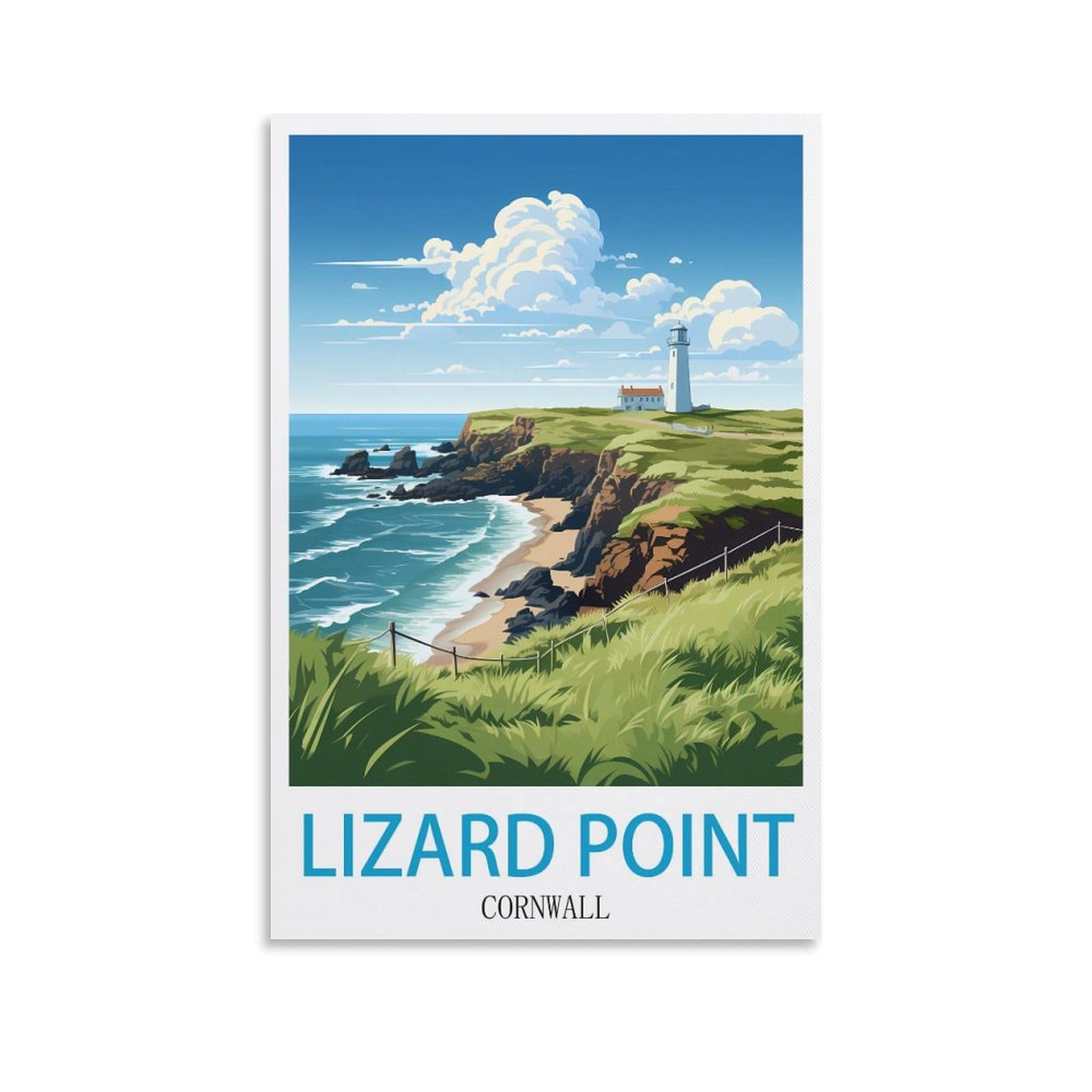 LNHZGNJNH Lizard Point Cornwall Vintage Travel Poster 08x12inch(20x30cm) Canvas Wall Art Wall Print Painting Decor Living Room Bedroom Decor