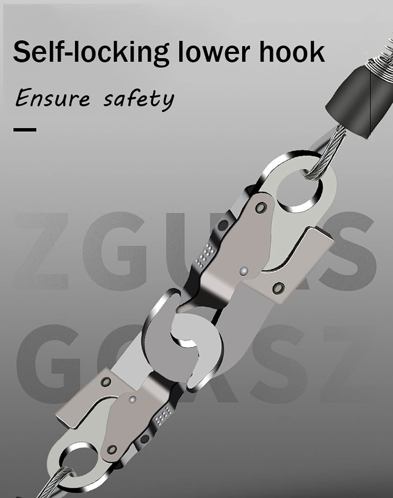 Antichute a Rappel Automatique, 3-20m, Harnais de Securite Anti Chute Professionnel pour Toiture et D’échafaudage, Ligne de Vie Auto-Rétractable avec Corde de Sécurité Ignifuge, Charge: 150Kg