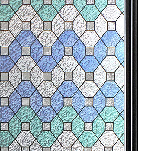 Qualsen Película para Ventana Privacidad Vinilo de Ventana Película para Vidrio Decorativa del Película de Ventana Autoadhesiva Vinilo para Vidrio Anti-UV (44.3cm x 200cm)