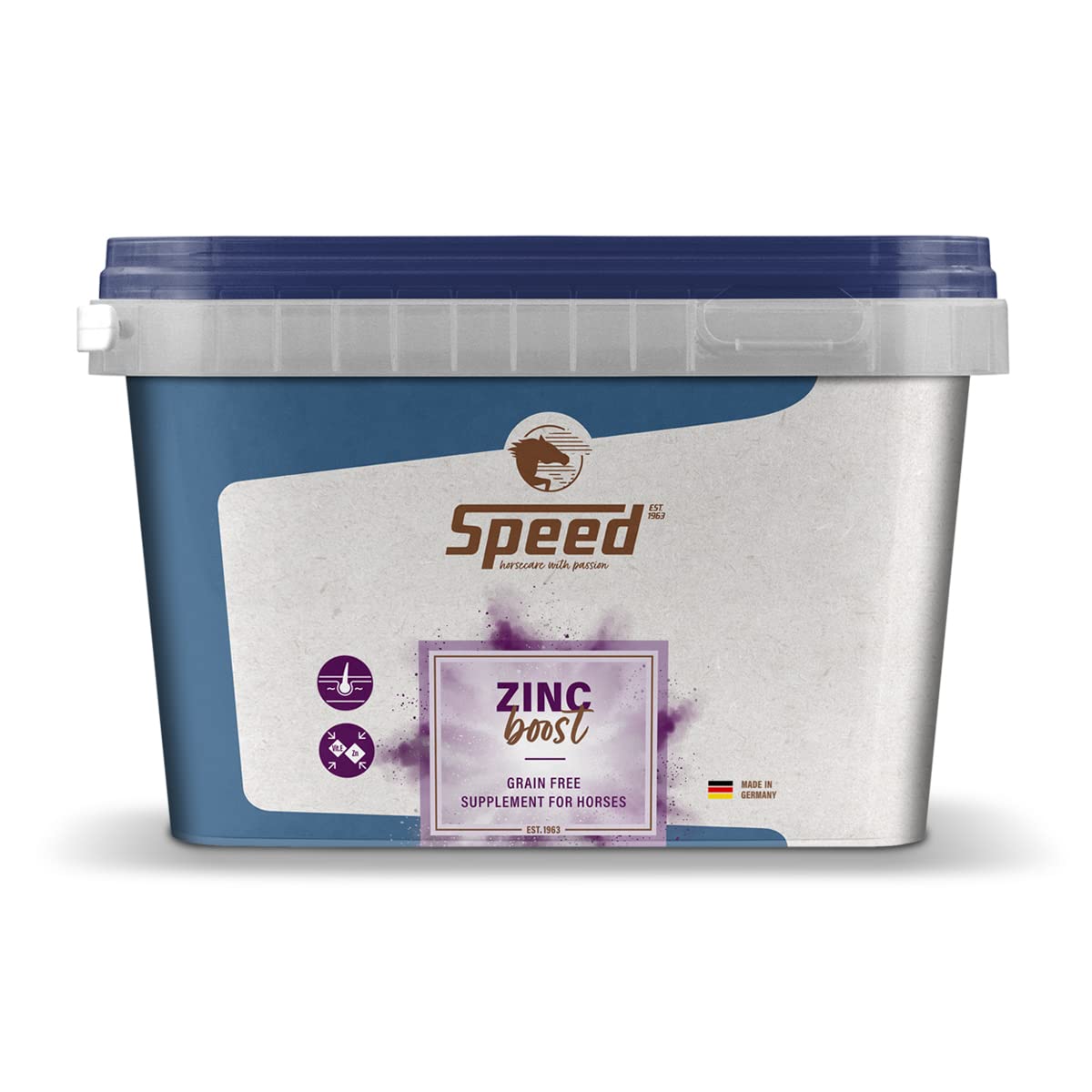 Speed Zinc Boost, 1500 g, para un Pelaje Brillante y una Piel Sana en Caballos, sin Cereales, Ideal para Cambiar el Pelo