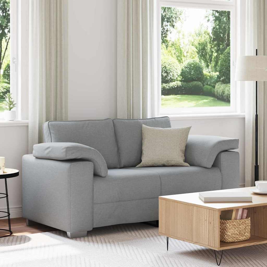 Divano grigio chiaro, 160 x 77 x 82 cm, rivestimento in tessuto, divano a 2 posti, per soggiorno, moderno e imbottito, con braccioli larghi, durevole