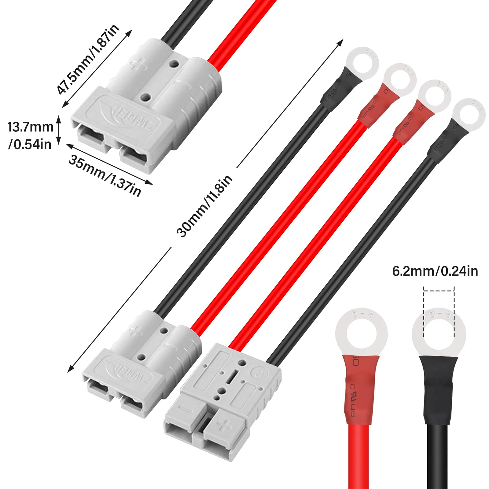 QWORK® Spina Connettore Batteria Con Cavo Batteria 10AWG 50cm E