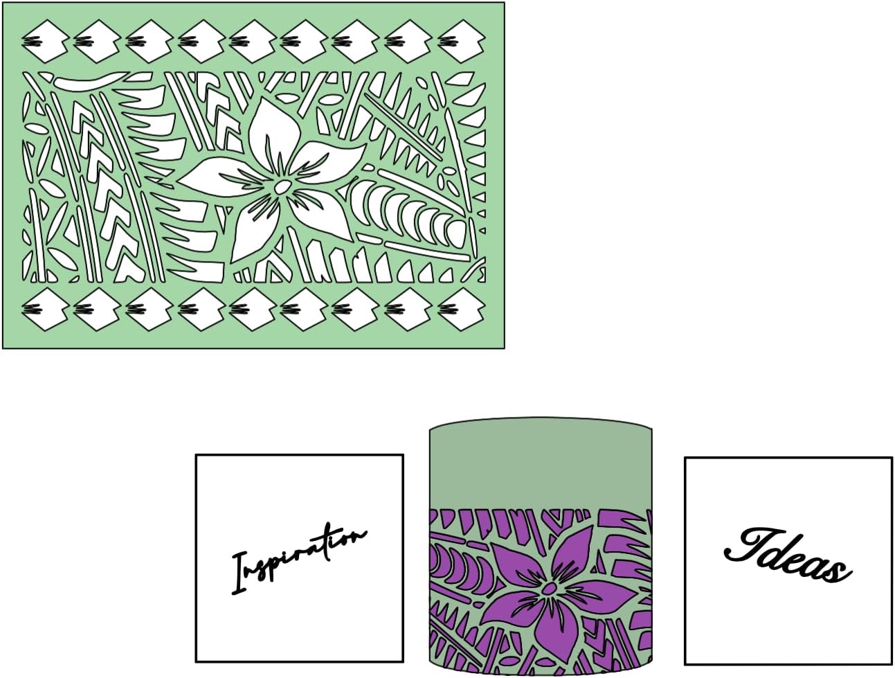 Polynesian Floral Delight Food Safe Template - Reusable Cake Decorating Stencil for Fondant, Buttercream & Icing - Professional Baking Tool for Cultural Celebrations & Themed Cakes
