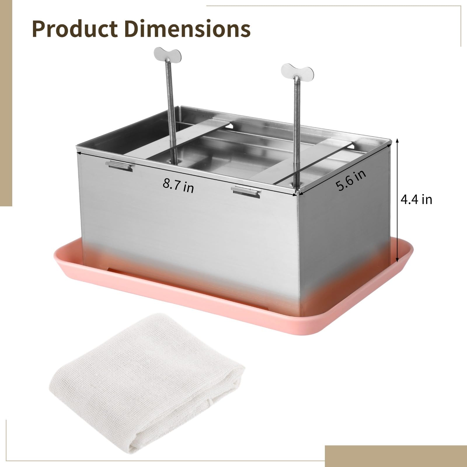 304 Edelstahl Tofu Presse, Großer Veganer Tofu Maker mit Gaze und Tropfschale, Einstellbarer Druck für festen Tofu