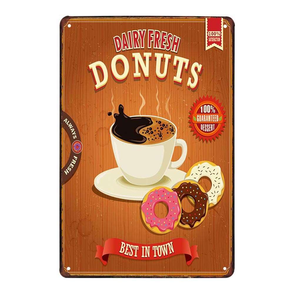 Juego de 4 placas de metal retro vintage con diseño de café