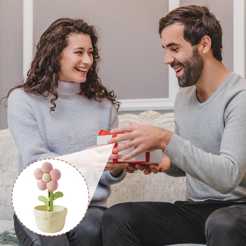 Flower Humidifier with Night Light,300ML USB Rechargeable Quiet Cool Mist Humidifier for Bedroom Travel Office Home