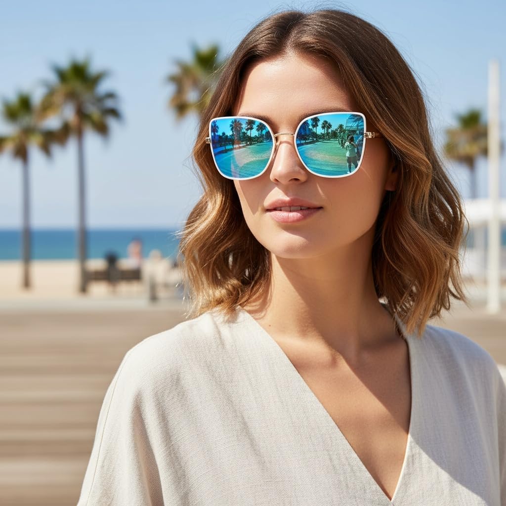 CARFIA Cat Eye Polarized Sunglasses for Women UV400 Protection, Trendy 2026 Metal Sun Glasses Designer Shades CA5383 - Image 2