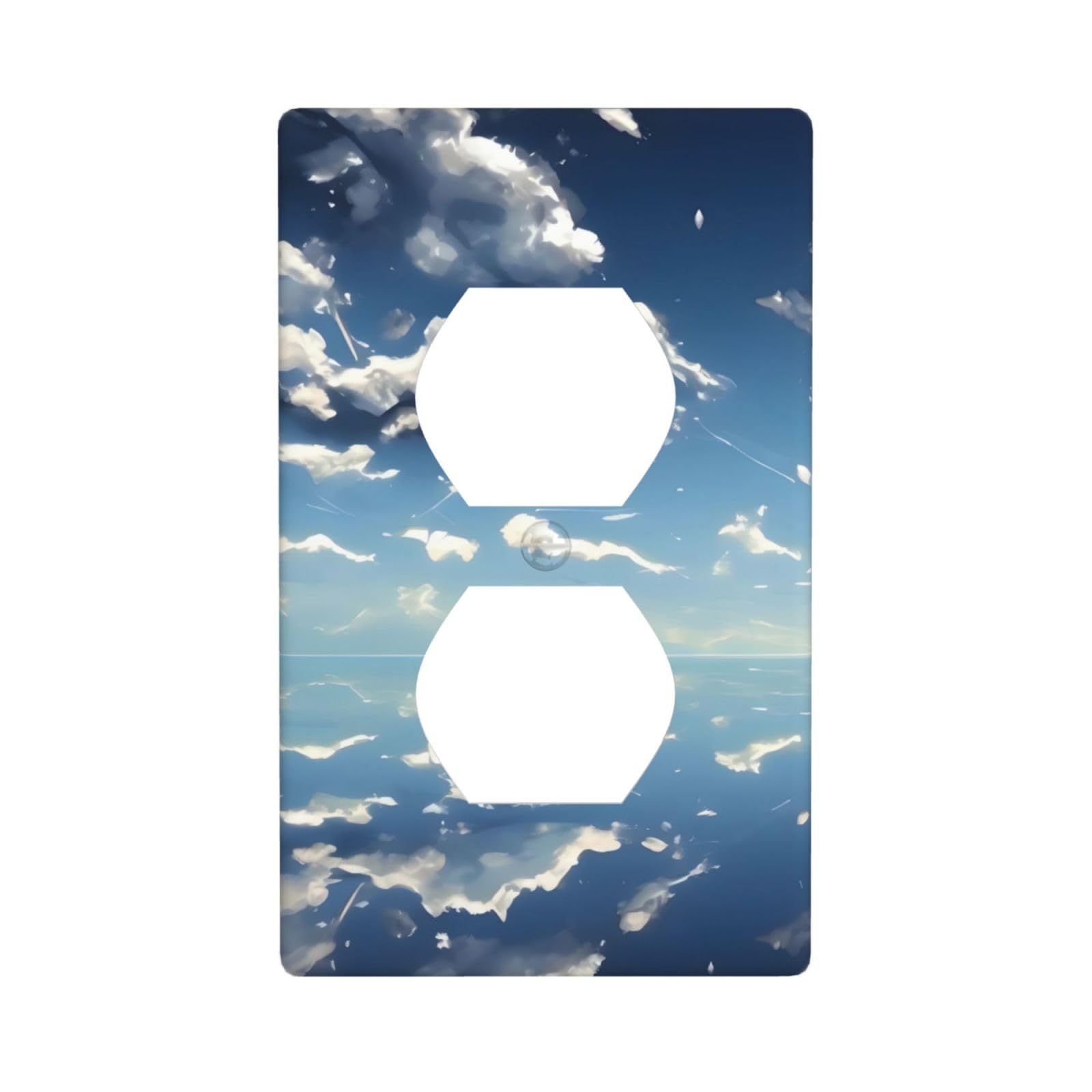 Blue Sky and White Clouds Unbreakable Polycarbonate Switch Plate-1 Gang Screwless Wall Plate for Home Office
