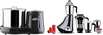 Butterfly Smart 750-Watt Mixer Grinder with 4 Jar (Grey) & Rhino Plus 150-Watt Wet Grinder (Grey) Combo