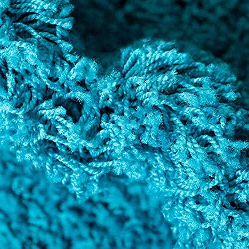 Image of CD Carpet Anti Slip Shaggy Fluffy Fur Rugs and Carpet for Living Room Bedroom Kids Room Plain Circle Carpets for Home with 2 Inch Thickness (Color Turquoise Size 5x5 Feet Round)