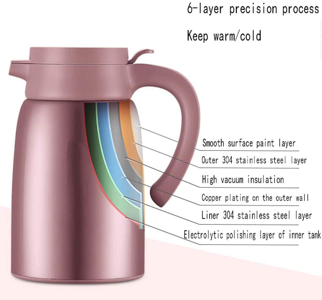 Thermokaraffe Thermokanne Haushalt 304 Edelstahl Vakuum Große Kapazität Kaffeeisolierte Wasserkocher Langlebige Thermoskanne (Color : A)