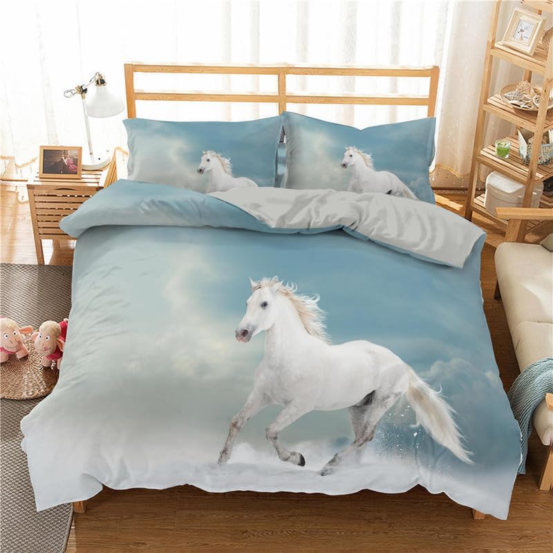 Funda nórdica infantil de caballo blanco 155x220cm, el regalo de cumpleaños perfecto para cama 90
