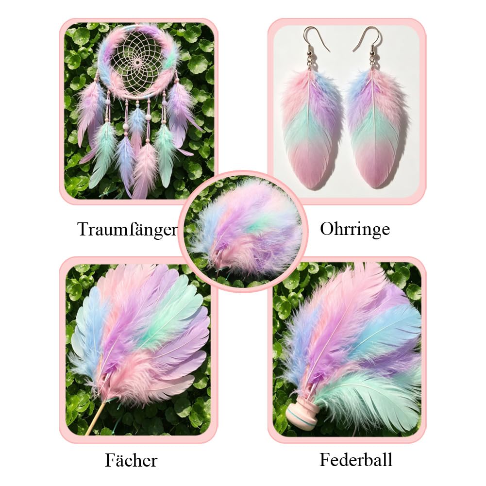 Piume per fai da te, 50 pezzi, piume di tacchino, piume colorate, piume decorative, piume naturali, piume di fagiano, per fai da te, Pasqua, Halloween, maschera, acchiappasogni