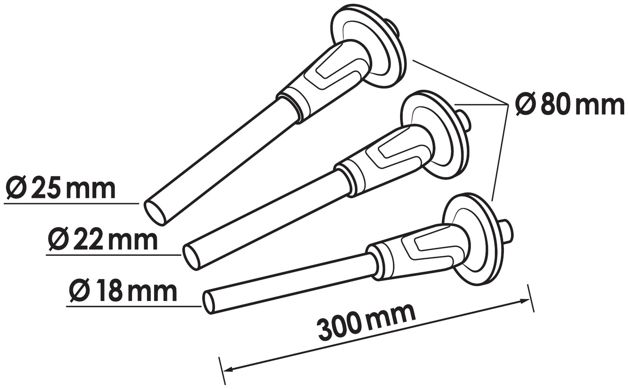VIGOR Jeu de chasse-goupilles V6200-XXL, 3 pièces, 18,22,25 mm, acier à outils trempé, avec protection des mains, pour axes,arbres,boulons,goupilles fendues, format XXL