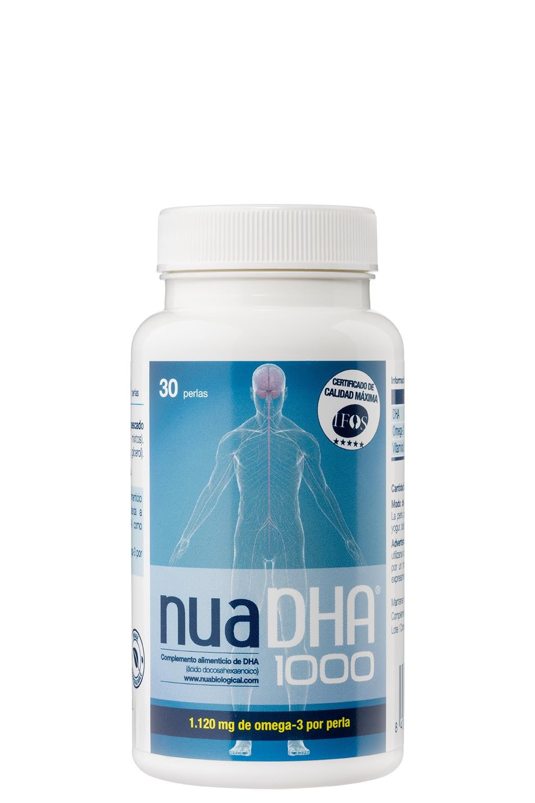 Nua Biological NuaDHA®1000 – Omega 3 100% DHA – 30 Perlas (1 Mes) – 1000 mg DHA por Perla – Forma Triglicérido – Alta Concentración – Sin Grasas Vacías