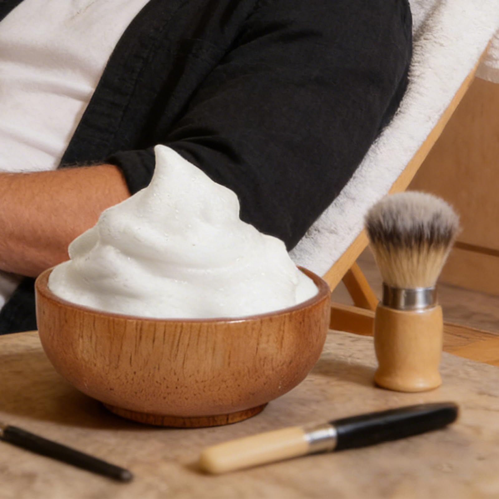 Generisch Cuenco de espuma de afeitar de madera, con tapa, accesorios de afeitado, para el en casa, viajes en el baño, hotel, salón