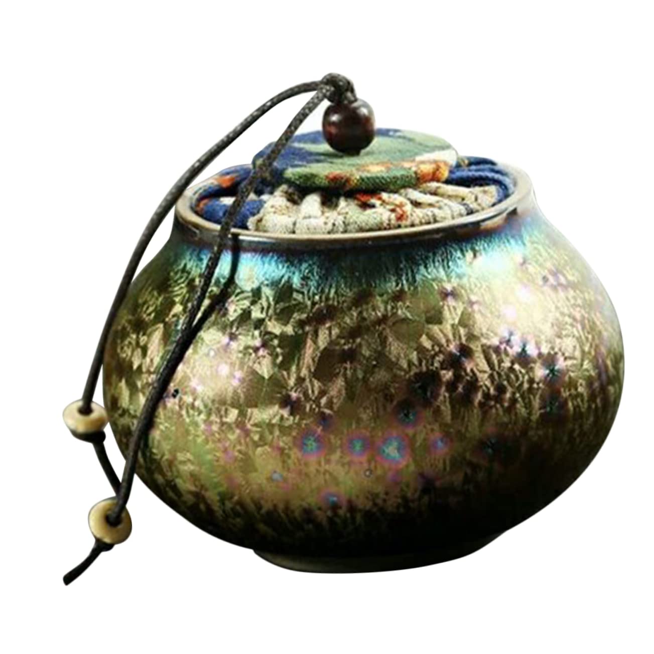 MAGICLULU Ceramic Glaze Tea Canister Airtight Vintage Storage Jar for Loose Tea Candy Multi-use Decorative Kitchen Container
