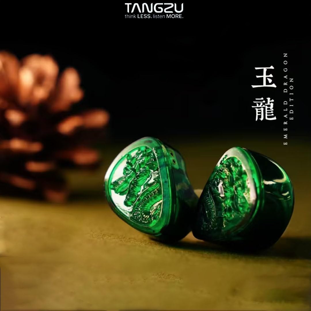 TANGZU Wan'er S.G II Jade Dragon in Ear Monitor, Gaming IEM Earphones, HiFi Wired Earphones with Silicone Headphone Organizer, Tang Sancai Wide Bore Eartips, Tangle-Free Detachable Cable(3.5mm