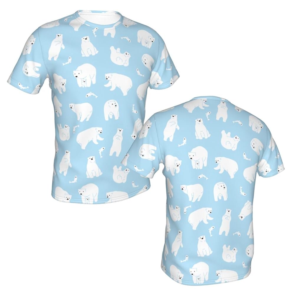 Amazon | [Hczion] Tシャツ メンズ 白熊 シロクマ 青 かわいい