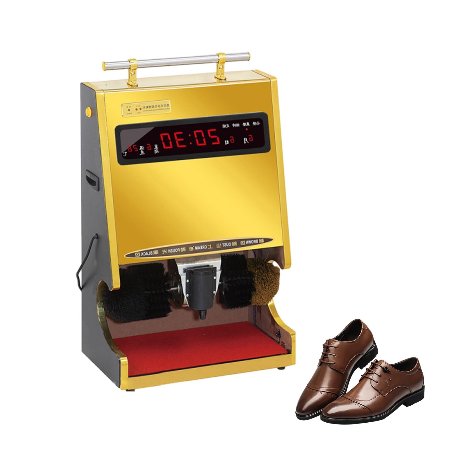 Lucidatrice elettrica per scarpe, completamente automatica, con doppia spazzola, visualizzazione della data, ideale per viaggi e hotel, efficiente dispositivo di lucidatura della pelle