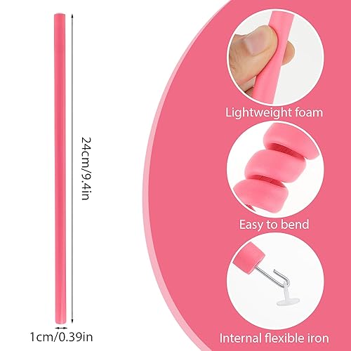 Miniatura 2 de Bremorou 30 rodillos flexibles de 9.45 x 0.31 pulgadas, rizadores de espuma sin calor para mujeres y niñas, cabello corto, medio largo para dormir