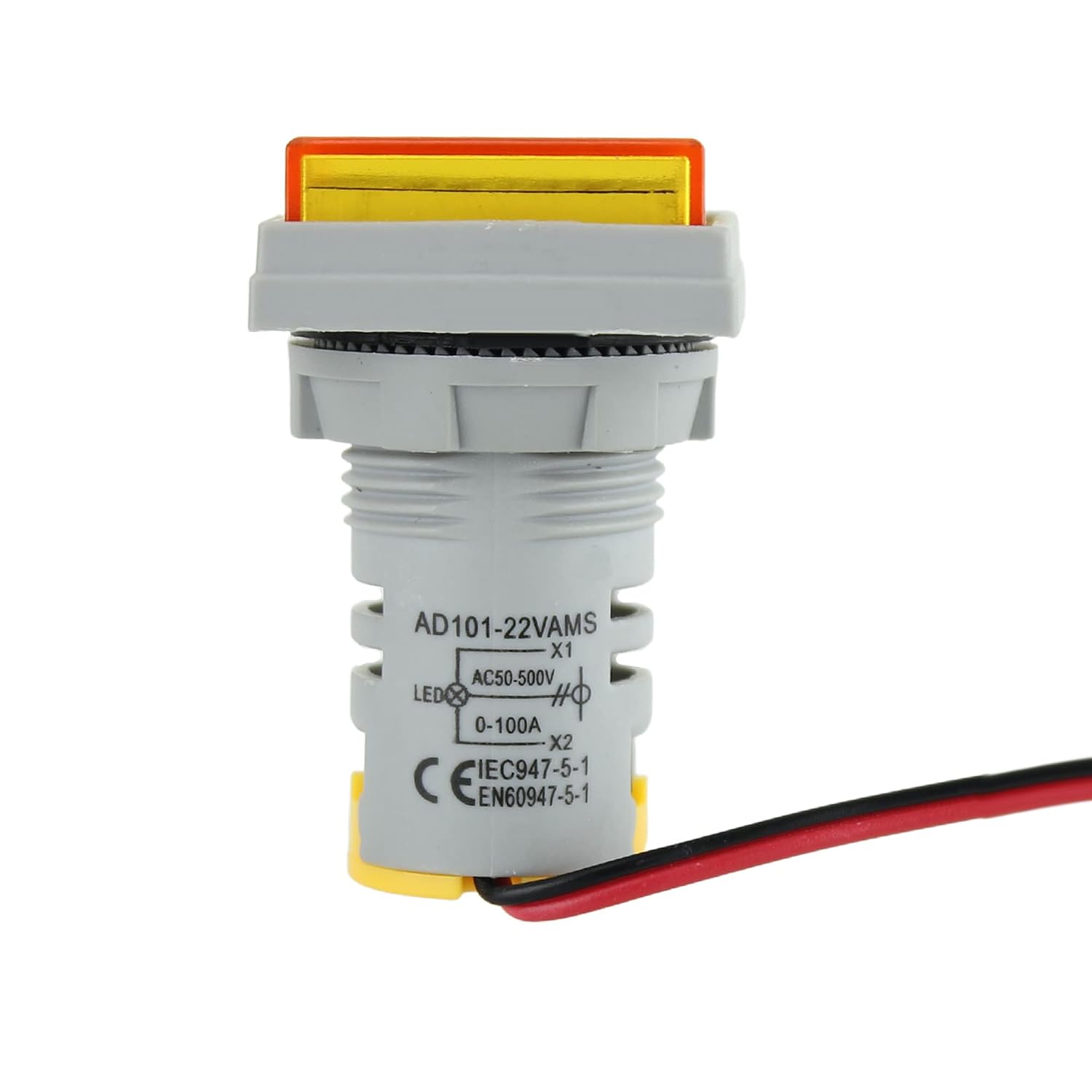 LED Voltage Display Panel Mount Volt Amp Meter, AD101-22VAMS 22mm Square Voltmeter and Ammeter, AC50-500V Voltage and 0-100A Current Meter, Yellow (3 Pack)