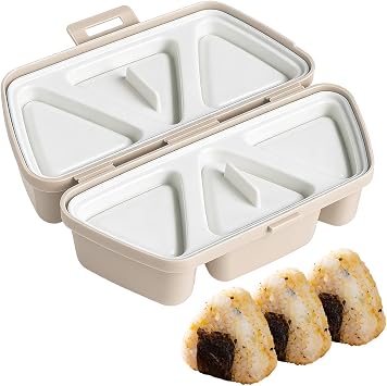 6 in 1 Onigiri Mold, 2026 New Triangle Rice Ball Molds, Seaweed Onigiri Press Sushi Mold Multifunctional Rice Container for Making and Storing Sushi 1, Beige