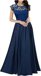Vestido longo feminino para festa à noite, formal, sem mangas, de renda, floral, para casamento, dama de honra, vestido longo de chiffon