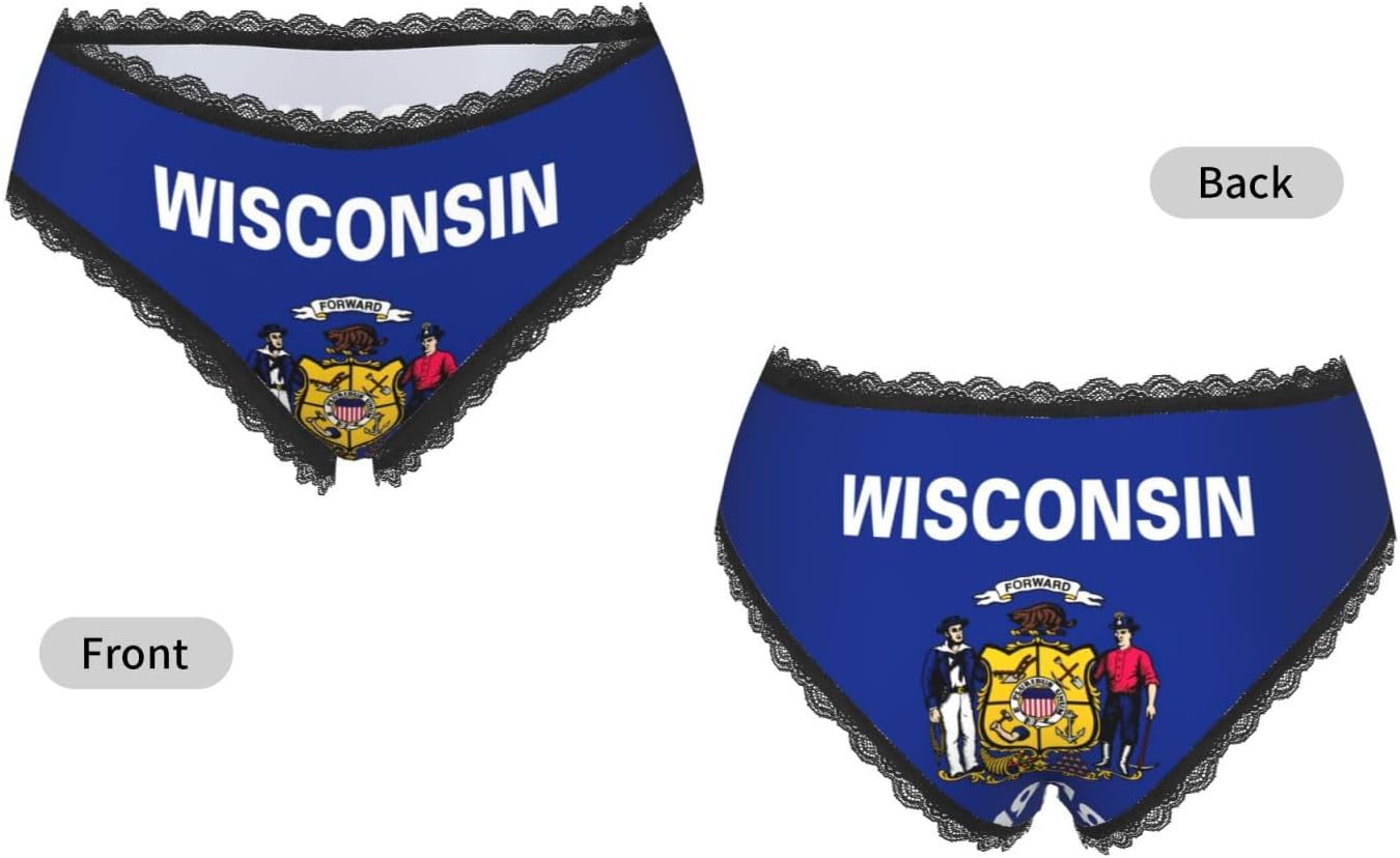 Wisconsin State Flag Print Lady'S Lace Underwear