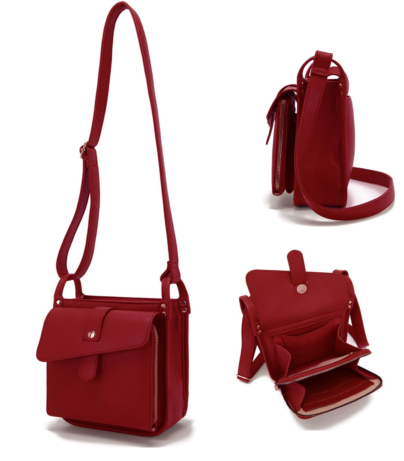 Women's Dollver Unique Design Crossbody Leather bag, Casual Purse with Adjustable Strap & Zipper Pockets, 1 Size