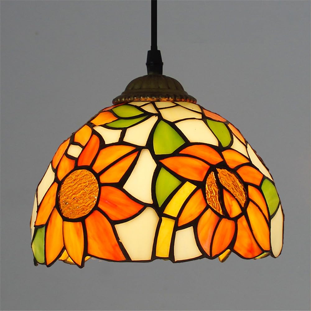 KXEcoLife Contemporary Color Glass Pendant Lamp LED American Retro Creativity Living Room Restaurant Bedroom Villa Hotel Corridor Cafe Bar Chandelier (Style 20 D20CM)