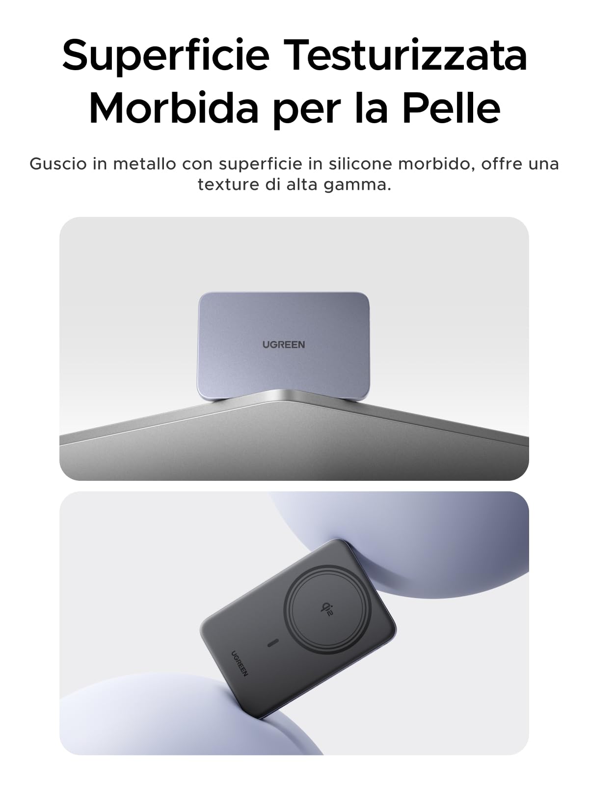 UGREEN MagFlow Air Qi2 15W Batteria Esterna Ultrasottile 5000mAh Cavo USB C PD 20W Compatibile con MagSafe per iPhone 17 16 15 14 13 12 Air Plus Pro Max Power Bank Carica Magnetica (Grigio)