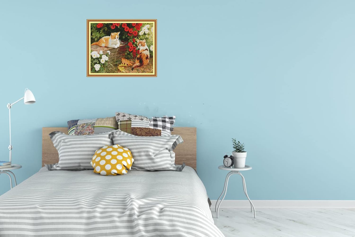 MONDART Cross Stitch Kit A Full Range of Embroidery Starter Kits for Beginners-Flowers (73×60cm, Printed Cloth 11CT)