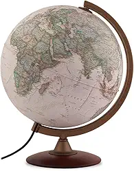 Tecnodidattica – Globo terrestre NATGEO Explorer Executive | Cartografia Físico-Política National Geographic Executive | Base em madeira de faia | Luminoso | Textos em português do Brasil | Diam. 30cm