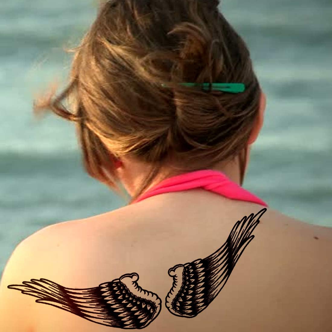 Temporary Tattoowala Wings Temporary Black Tattoo Stickers For Male And Female Fake Tattoo Waterproof body Art 2