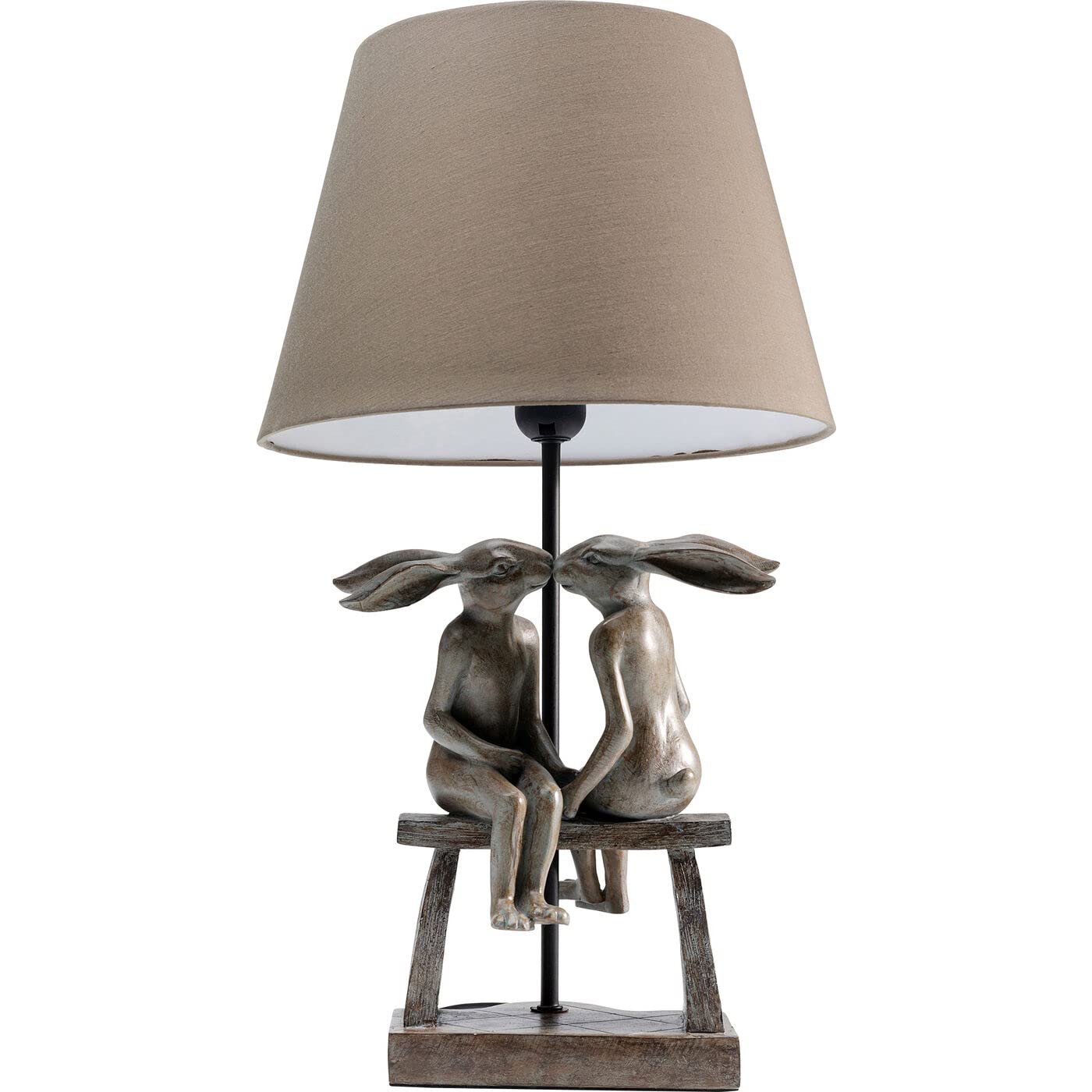 Kare Design Lampada da tavolo Animal Bunny Love, taupe, 53x31x31cm | motivo coppia di coniglietti, luce calda, stile vintage, shabby, casa campagna, lampadina non inclusa