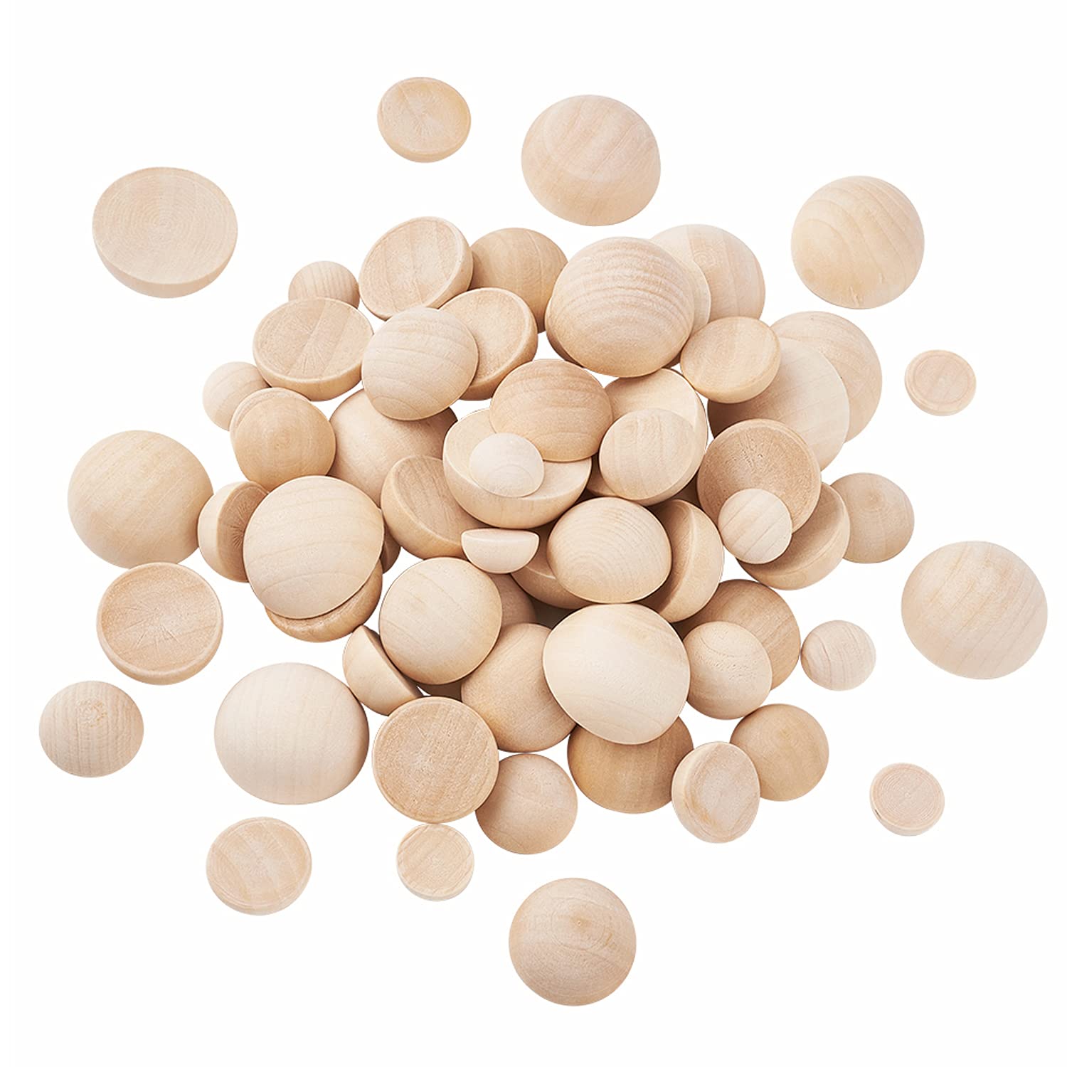 300pcs 10mm&12mm&15mm Half Wood Balls Unfinished Natural Half Ball Split Wood Balls for DIY Projects and Craft Supplies