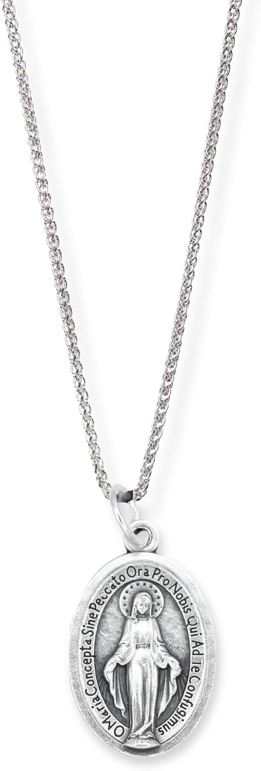 Caritas et Fides Bulk Pack of 100 - Miraculous Medals Catholic Latin - 1" Silver Oxidized Immaculate Mary Medal, Catholic Pendant for Necklace or Rosary, Made in Italy - Image 5