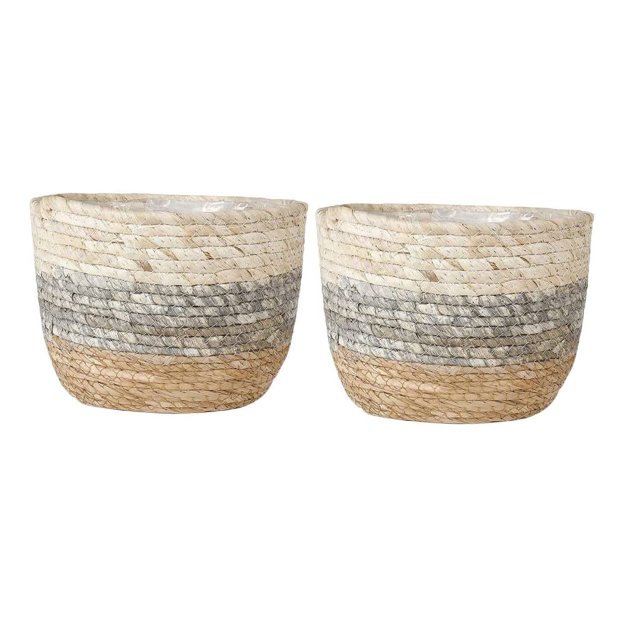 Sommerurlaub Korb Geflochten Großformat aus Weide als Pflanzkorb Hängend für Garten und Balkon 2 Stück Handgeflochtener Mehrzweck Gewebekorb für Blumen und Pflanzen
