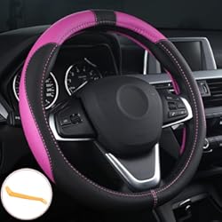 Funda Volante Citroen C2 OFZVEO Cubierta del Volante Fundas para Volante de Cuero Universal 37-38cm / 15" Antideslizante Transpirable Durable (Rosado)