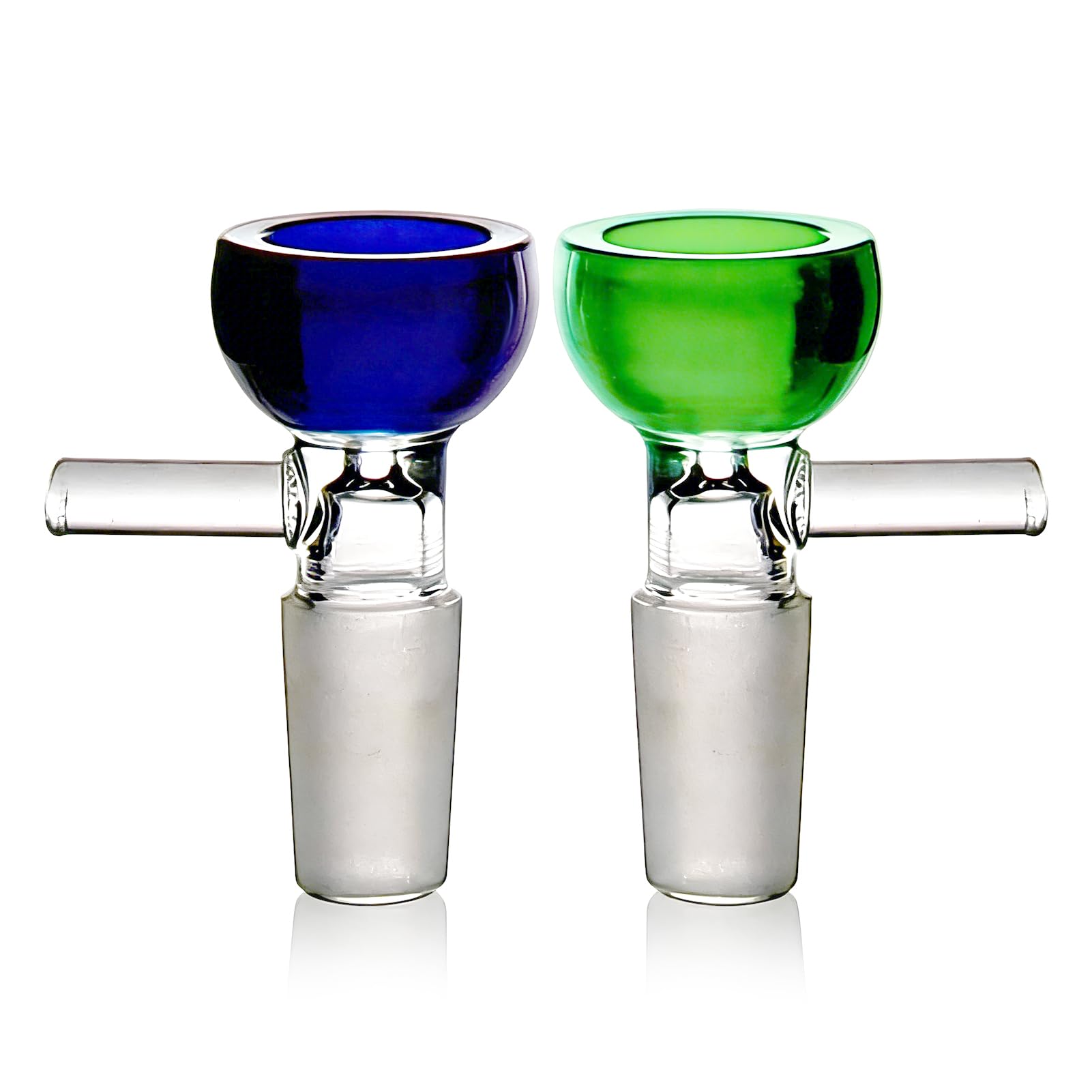 2 PCS Glass Bong Bowl 14.5mm with Smoking Pipe, Oil Rig Hookah Pipe Bowls with Bongs, Blue+Green Male Glass Bong Bowl Adaptor, Water Bong Smoking Tools, Bongs Accessories