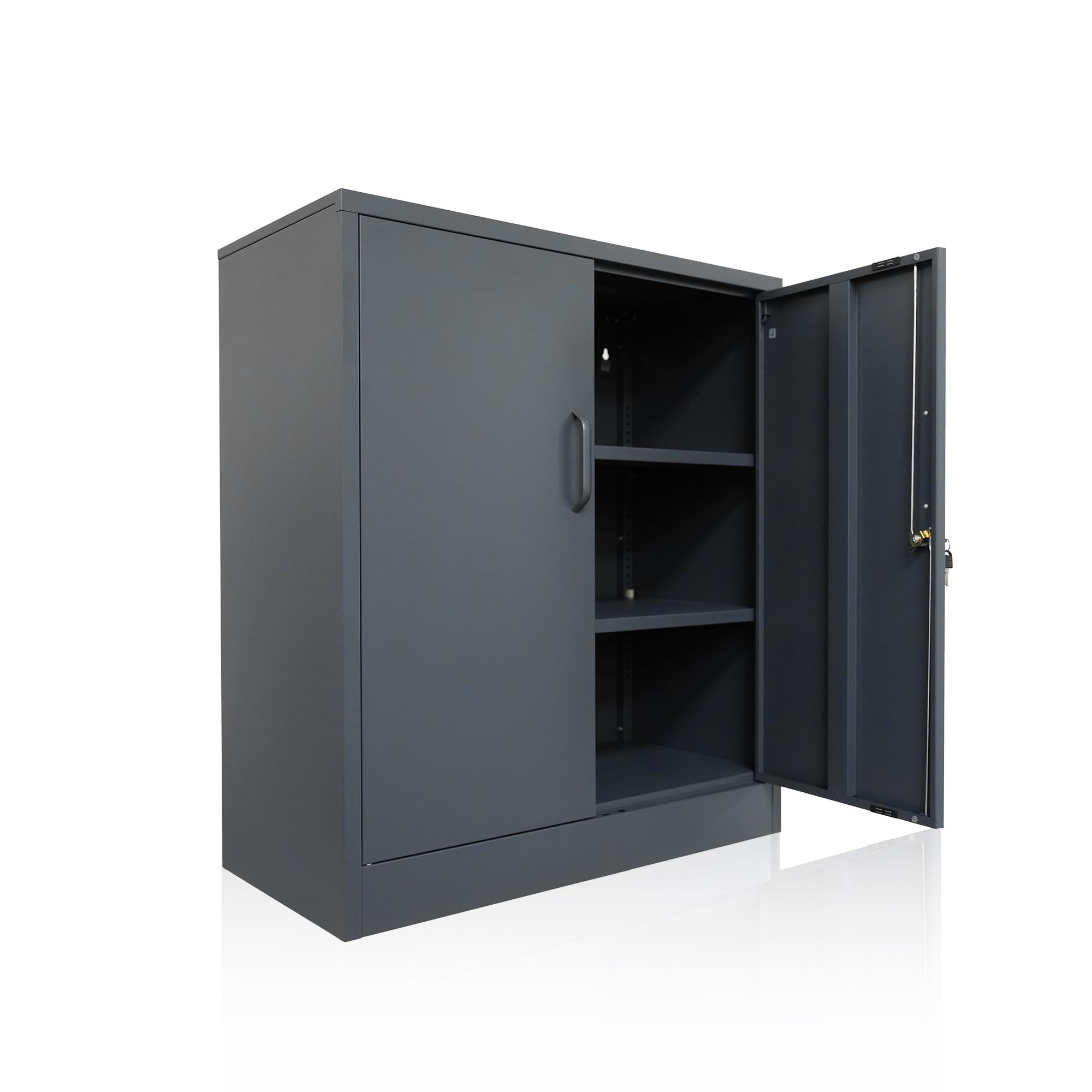Ondis24 Aktenschrank, Mehrzweckschrank, Schloss, verstellbare Ablagen, Stabil, belastbar, Doppeltüren mit Türmagnet, Griffen Robust und sicher, werkzeugschrank, Büro, Werkstatt, Garage