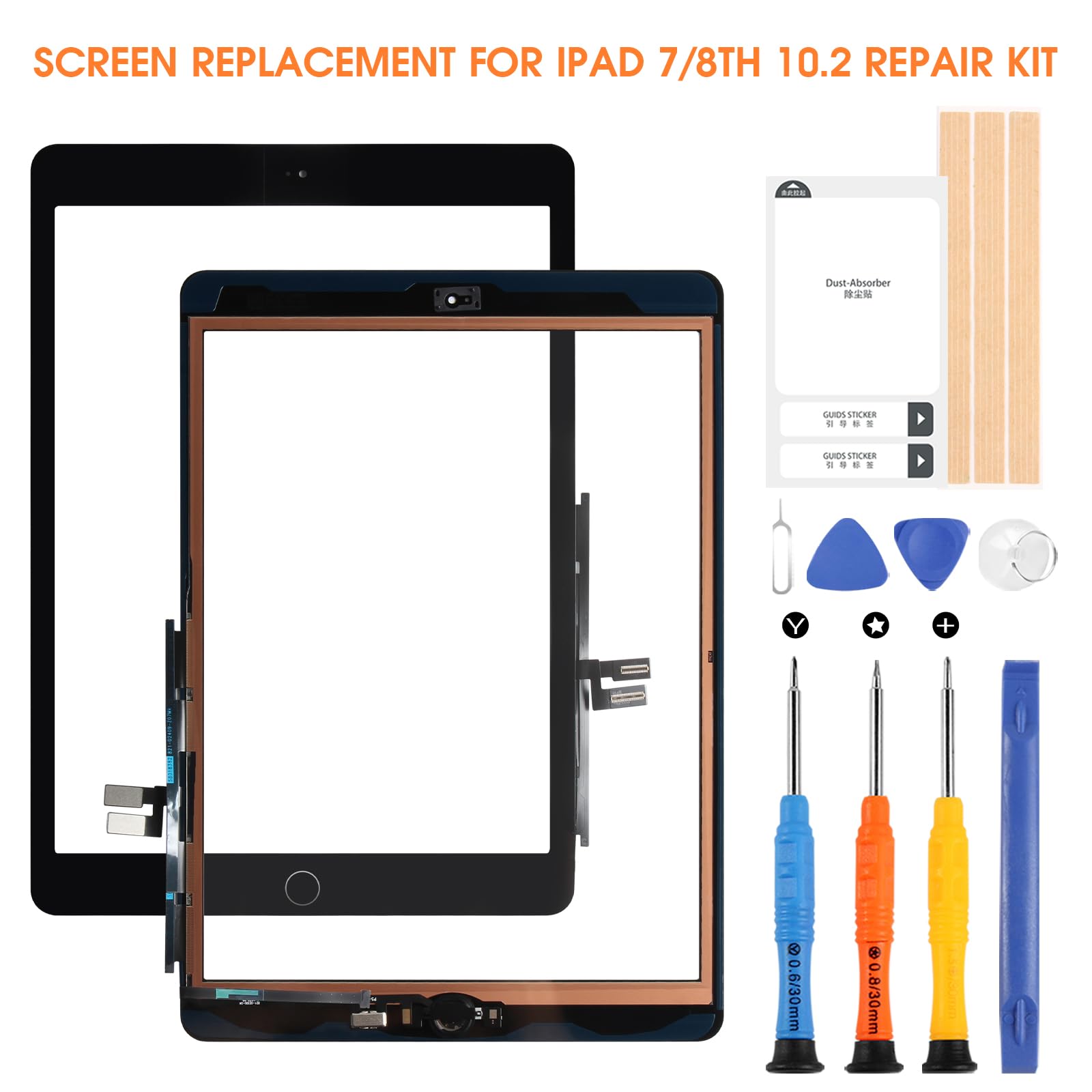 Reparo Écran Tactile iPad 7th 8th Gén 10.2" Noir avec Bouton