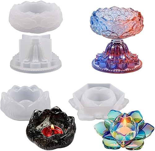 3 portavelas de silicona, moldes de candelita de loto, moldes de resina para candelabros de resina, moldes de silicona de fundición epoxi para disponible en Yaxa Costa Rica