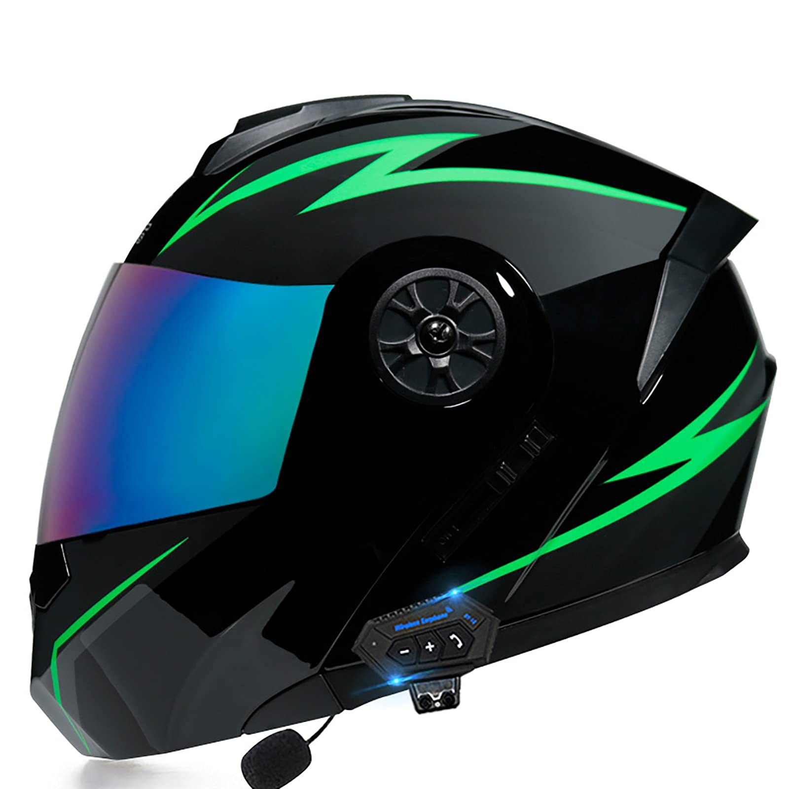 Bluetooth Casco Moto - Caschi Modulari per Casco da Moto Impermeabile con Interfono Bluetooth Integrato Integrale con Doppia Visiera per Risposta Automatica,ECE/DOT Omologato N,S