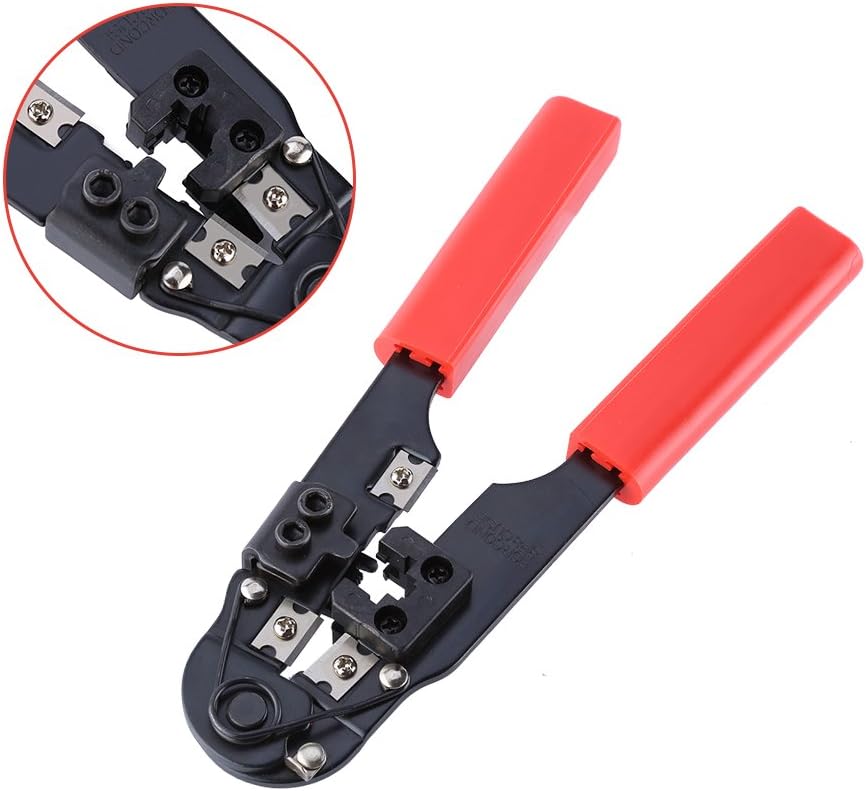 Network Crimping Tool Modular Crimper, high Assurance Networking Wire Tool Kit Cut and Strip Networking Cables Best Use on Stranded Wire only for 8P8C rj45
