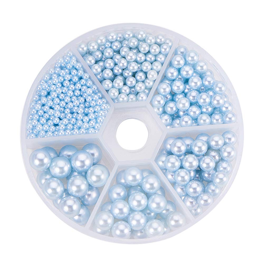 PH PandaHall 1113pcs Vase Filler Faux Pearls 6 Sizes No Holes Undrilled Imitated Pearl Beads Blue Makeup Filler Loose Beads for Christmas Wedding Party Home Decoration (2.5mm, 4mm, 5mm, 6mm,7mm, 8mm)